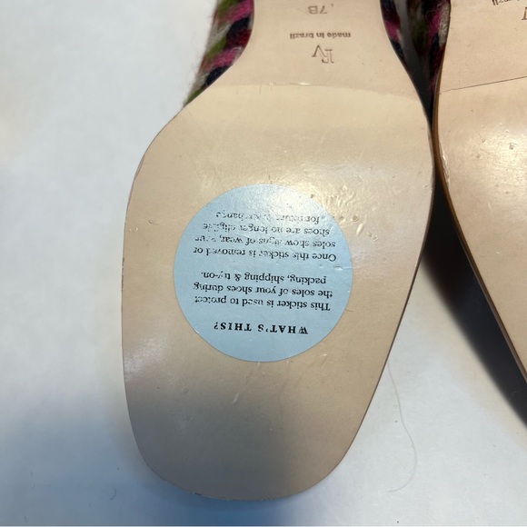 NWB Sz. 7B Frances Valentine Doll Pump in Basketweave Pink and Green - Picture 10 of 12